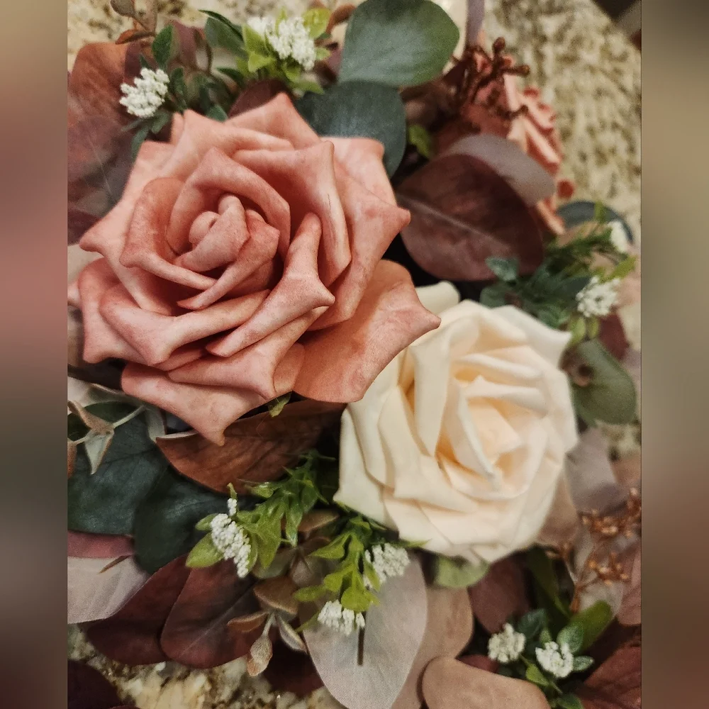 Lings Flowers Centerpiece Arrangement Dusty Rose & Cream Wedding, Baby Shower